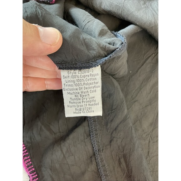 Johnny Was Embroidered Peta Slip Dress Size S Black Boho Festival Rayon Sheer - Picture 5 of 8